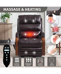 Lift Chair Dual Motor Infinite Position Recliners Up to 350 Lbs with Solid Wood Armrests and Heat Massage