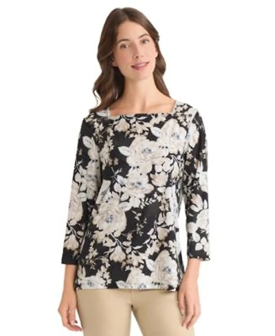 Jones New York Womens Floral Print Top