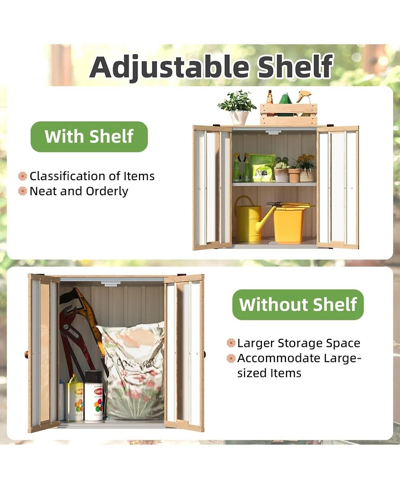 Aecojoy Small Outdoor Storage Cabinet Waterproof with Shelves, Vertical Garden Storage Sheds