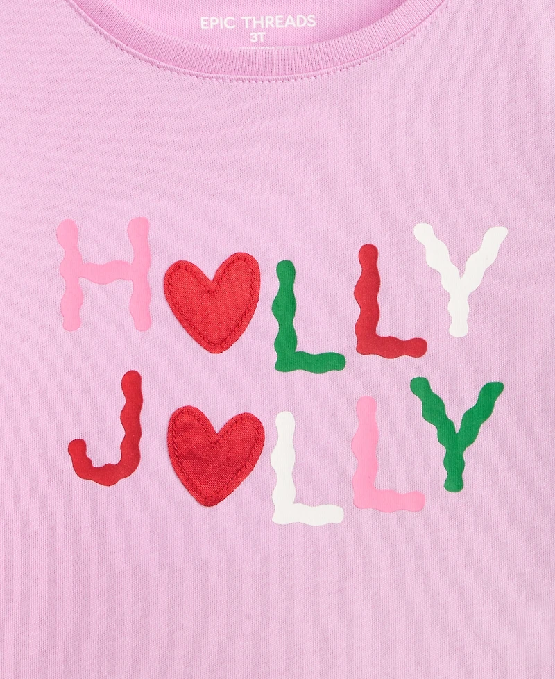 Epic Threads Girls Toddler 2T-4T Holly Jolly Long Sleeve T-Shirt