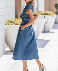 Cupshe Women's Zip-Front Denim Midi Beach Dress