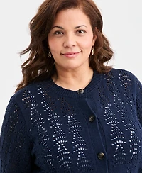 Style & Co Plus Pointelle Cardigan Sweater, Macy's Exclusive