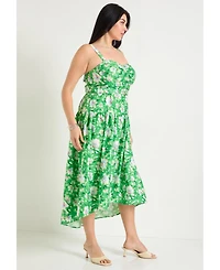 June + Vie Women's Plus High-Low Midi Dress