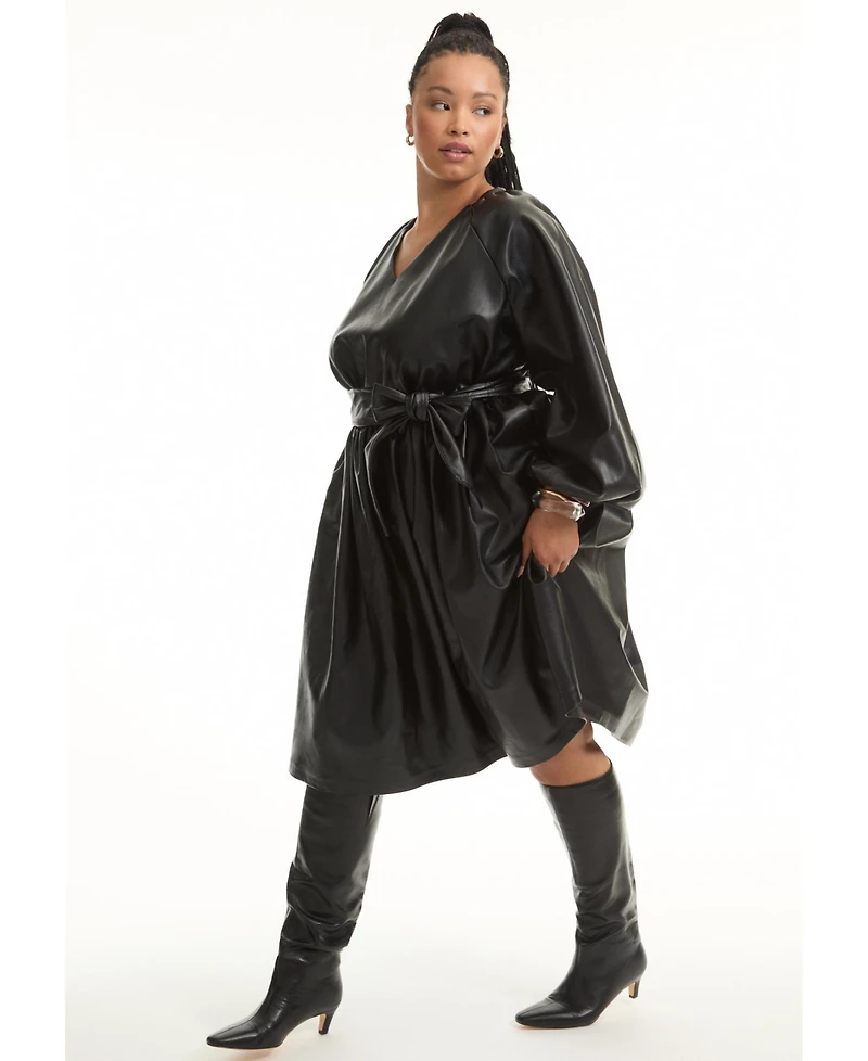 June + Vie Women's Faux Leather Dress