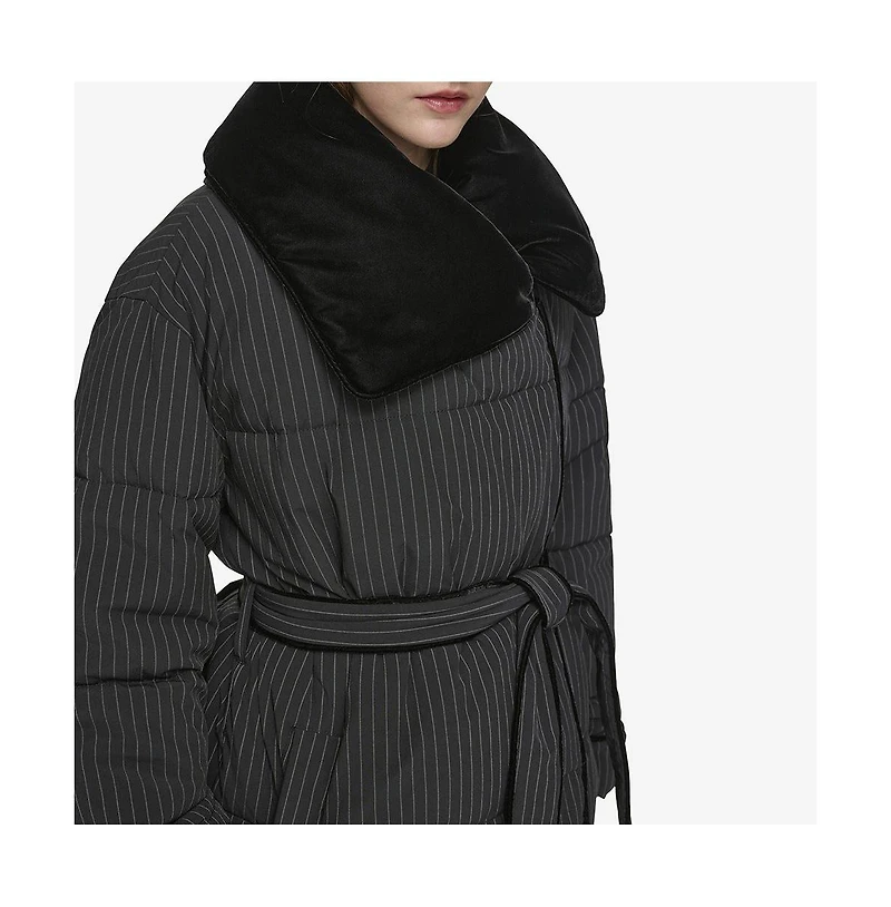 Andrew Marc Black Label Women's Krithia asymmetrical pinstripe wrap Coat