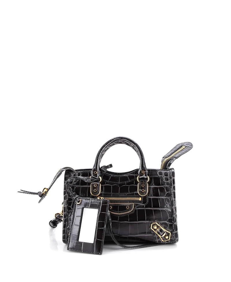 Pre-Owned Balenciaga Mini City Classic Metallic Edge Bag Embossed Leather