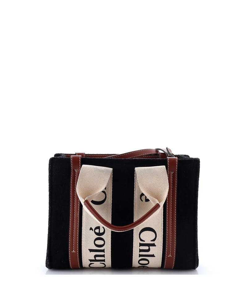 Pre-Owned Chloe Small Woody Tote Felt with Leather and Canvas
