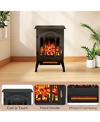 Cowsar Electric Fireplace Stove, Freestanding Electric Fireplace Heater with Adjustable Flame Brightness, Overheating Protection, 1000W/1500W, for Liv