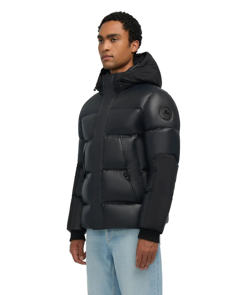 Pajar Men's Nuray Mixed Media Color Block Puffer with Fixed Hood