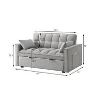 Modern Velvet Loveseat Sofa Bed with Storage & Pull-Out Bed, Compact Sleeper Couch Adjustable Recline-Maison Boucle