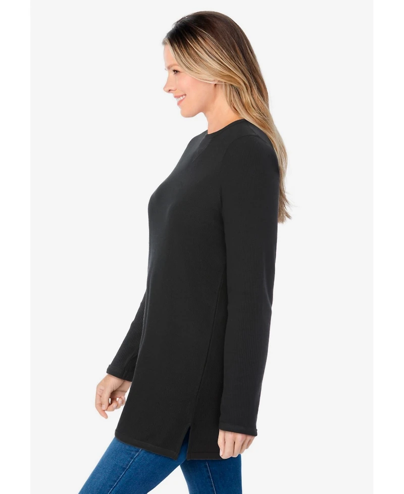 Woman Within Women's Waffle Thermal Sweatshirt