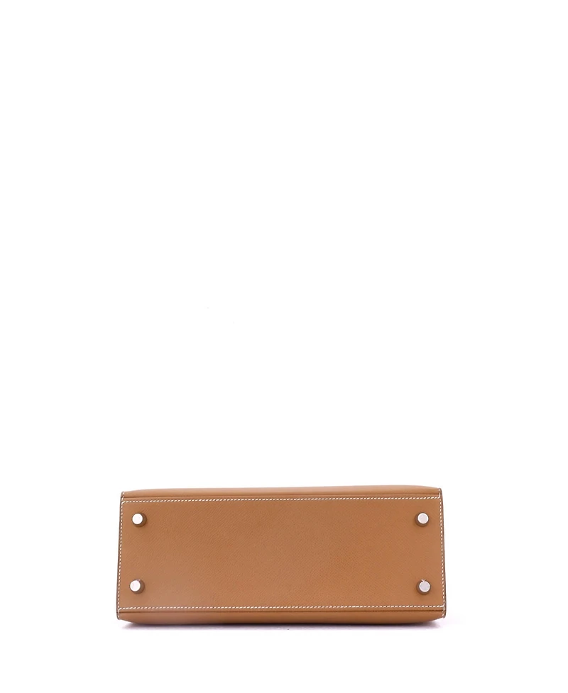 Pre-Owned Hermes Kelly 25 Handbag Verso Epsom with Palladium Hardware