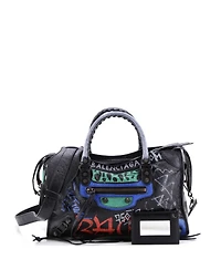Pre-Owned Balenciaga Small City Graffiti Classic Studs Bag Leather