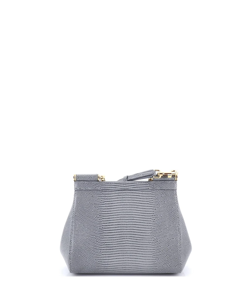 Pre-Owned Dolce & Gabbana Small Miss Sicily Bag Embossed Leather with Crystal Detail