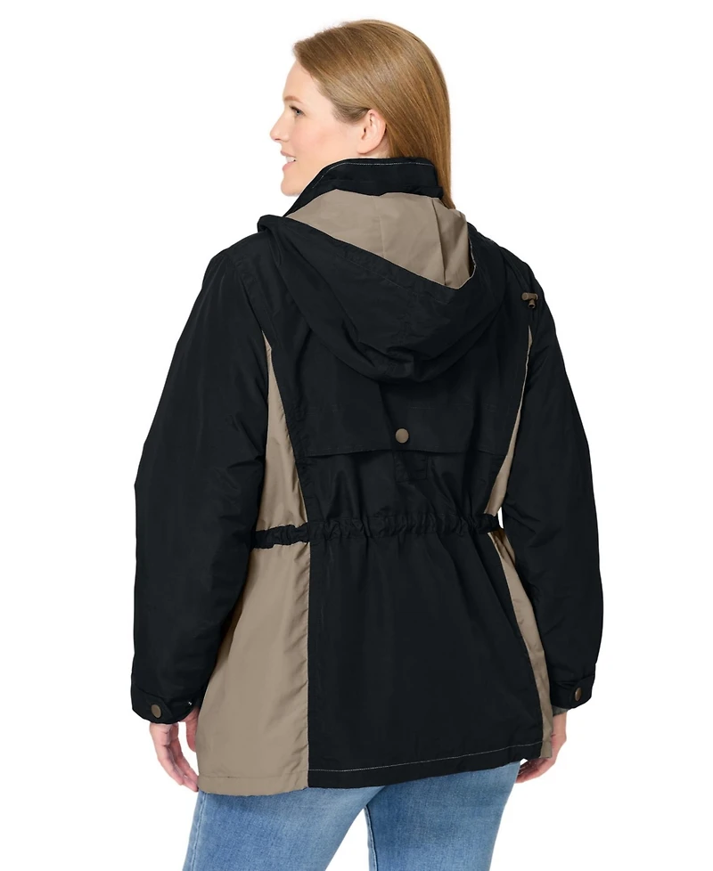 Woman Within Women's Plus Colorblocked Taslon Anorak
