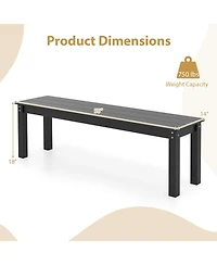 Gymax 55'' Hdpe Outdoor Bench for 2-3 People Weatherproof Backless Patio Garden
