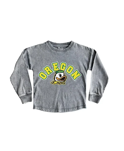 Gameday Couture Big Girls Gray Oregon Ducks Faded Wash Pullover T-Shirt