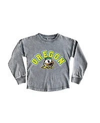 Gameday Couture Big Girls Gray Oregon Ducks Faded Wash Pullover T-Shirt