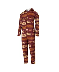 Concept Sport Men's Burgundy Washington Commanders Shuffle All-Over-Print Microfleece Full-Zip Union Suit