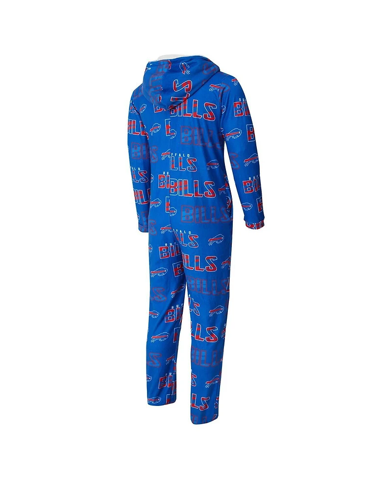 Concept Sport Men's Royal Buffalo Bills Shuffle All-Over-Print Microfleece Full-Zip Union Suit