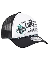 New Era Men's and Women's White/Black New York Liberty 9FORTY A-Frame Graphic Trucker Hat