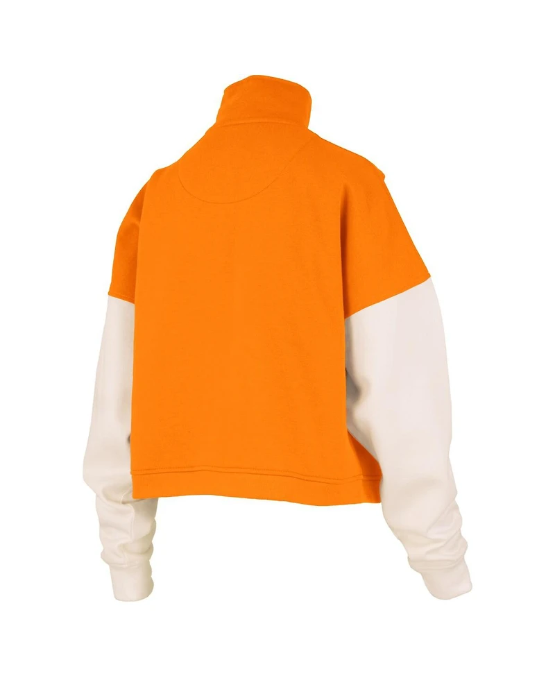 Pressbox Women's Tennessee Orange Volunteers Ferrara Color Block Quarter-Zip Sweatshirt