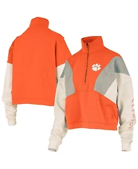 Pressbox Women's Orange Clemson Tigers Ferrara Color Block Quarter-Zip Sweatshirt