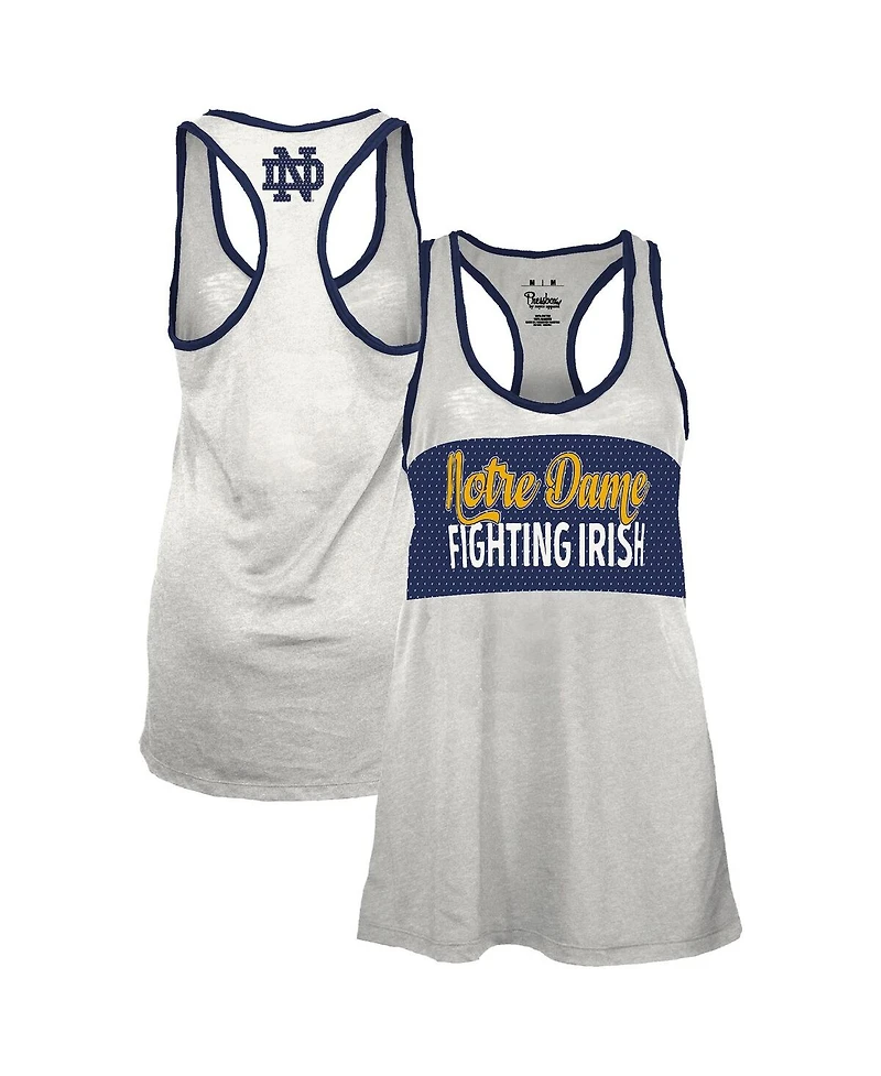 Pressbox Women's White/Navy Notre Dame Fighting Irish Tracy Racerback Burnout Tank Top