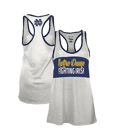 Pressbox Women's White/Navy Notre Dame Fighting Irish Tracy Racerback Burnout Tank Top