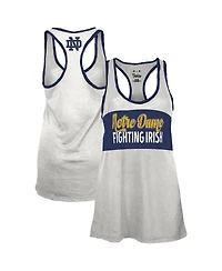 Pressbox Women's White/Navy Notre Dame Fighting Irish Tracy Racerback Burnout Tank Top