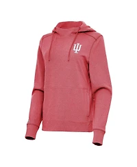 Antigua Women's Heather Crimson Indiana Hoosiers Justice Pullover Hoodie