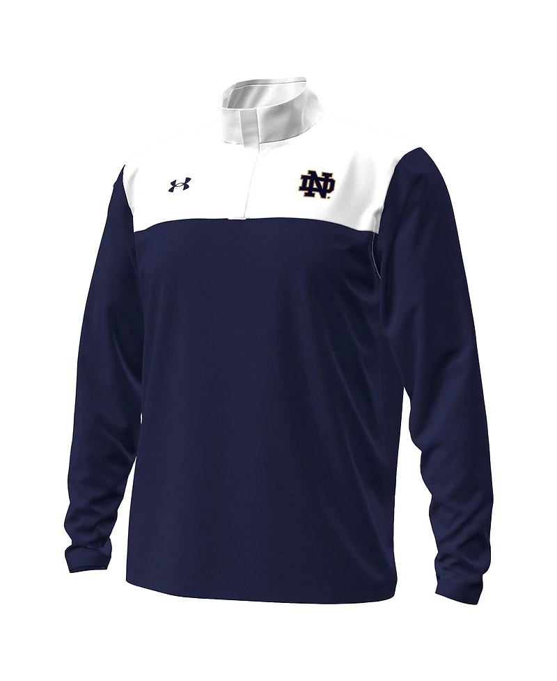 Under Armour Men's Navy/White Notre Dame Fighting Irish Green Blocked Quarter-Zip Pullover
