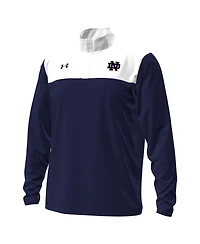 Under Armour Men's Navy/White Notre Dame Fighting Irish Green Blocked Quarter-Zip Pullover