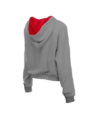 New Era Men's Heather Gray Philadelphia Phillies Reversed Out French Terry Quarter-Zip Banded Crop Hoodie
