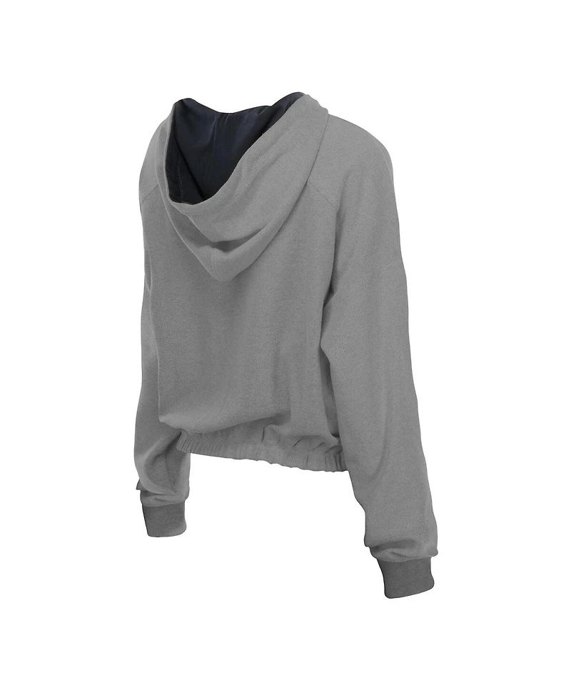 New Era Men's Heather Gray San Francisco Giants Reversed Out French Terry Quarter-Zip Banded Crop Hoodie