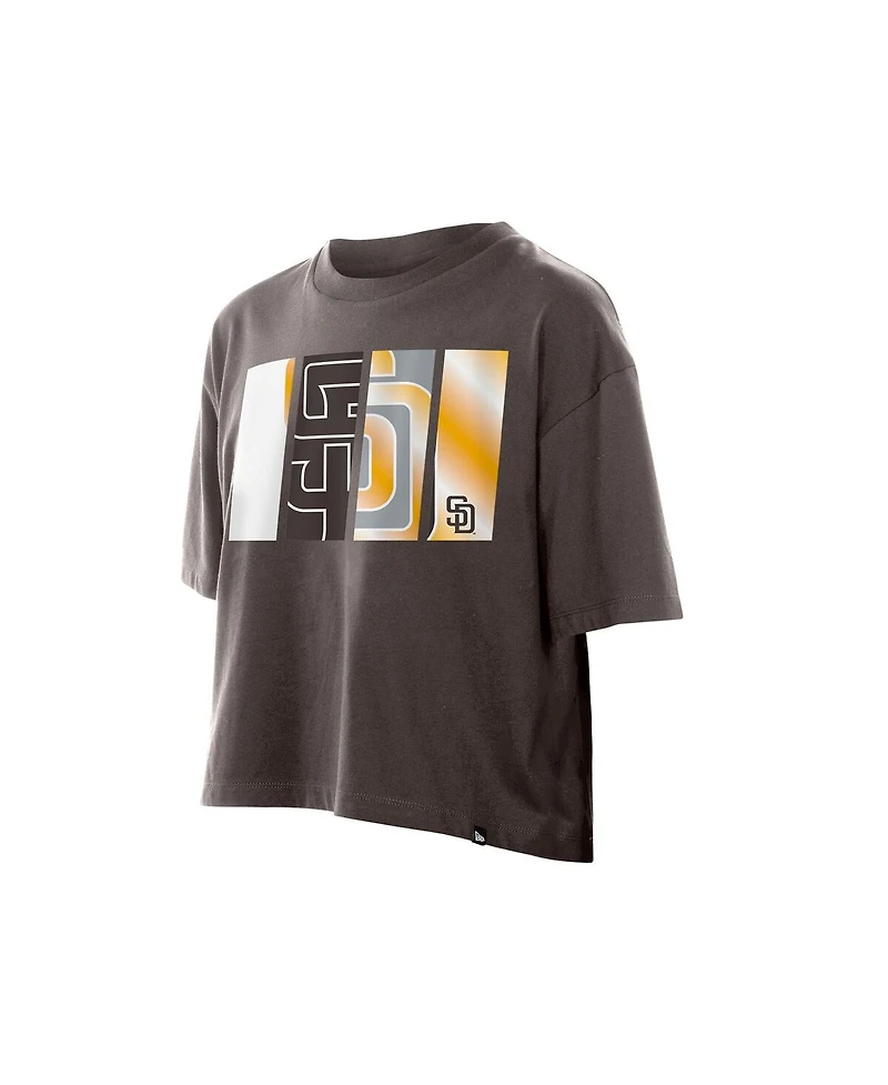 New Era Men's Brown San Diego Padres Boxy Foil Logo T-Shirt