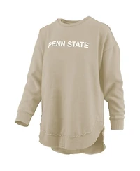 Pressbox Women's Tan Penn State Nittany Lions Poncho Fleece Pullover Sweatshirt