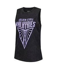 Sportiqe Women's Black Golden State Valkyries Rock Roll Collection Turner Mineral Wash Tank Top
