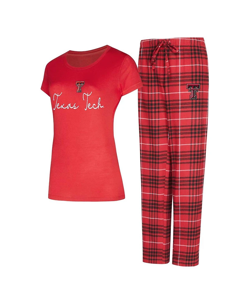 Concept Sport Women's 2-Piece Red Texas Tech Raiders Vector Top and Flannel Pants Sleep Set