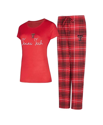 Concept Sport Women's 2-Piece Red Texas Tech Raiders Vector Top and Flannel Pants Sleep Set