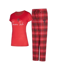 Concept Sport Women's 2-Piece Red Texas Tech Raiders Vector Top and Flannel Pants Sleep Set