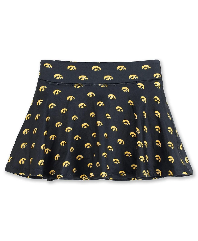 ZooZatz Big Girls Black Iowa Hawkeyes All-Over Print Tennis Skort