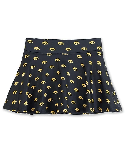 ZooZatz Big Girls Black Iowa Hawkeyes All-Over Print Tennis Skort
