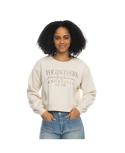 ZooZatz Women's Tan Tennessee Volunteers Cropped Crewneck Sweatshirt