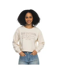 ZooZatz Women's Tan Tennessee Volunteers Cropped Crewneck Sweatshirt