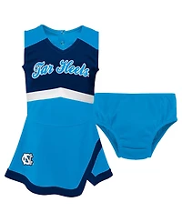 Outerstuff Girls Toddler Carolina Blue North Tar Heels Cheer Captain Dress Bloomers Two-Piece Set