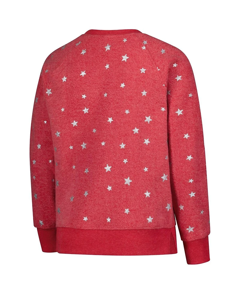 Wes & Willy Big Girls Crimson Indiana Hoosiers Shimmer Star Reverse Sweatshirt
