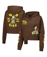 Freeze Max Women's Brown Betty Boop Cropped Pullover Hoodie