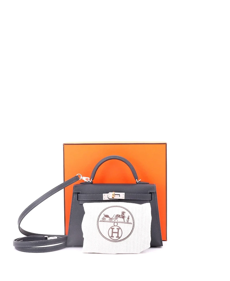 Pre-Owned Hermes Kelly 20 Handbag Grey Epsom with Electrum Hardware