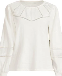 Lands' End Women's Plus Long Sleeve Slub Pintuck Top